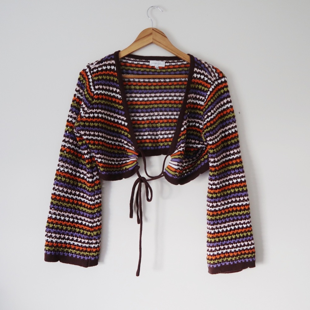 Juniper Blu Colorful Knit Cropped Sweater